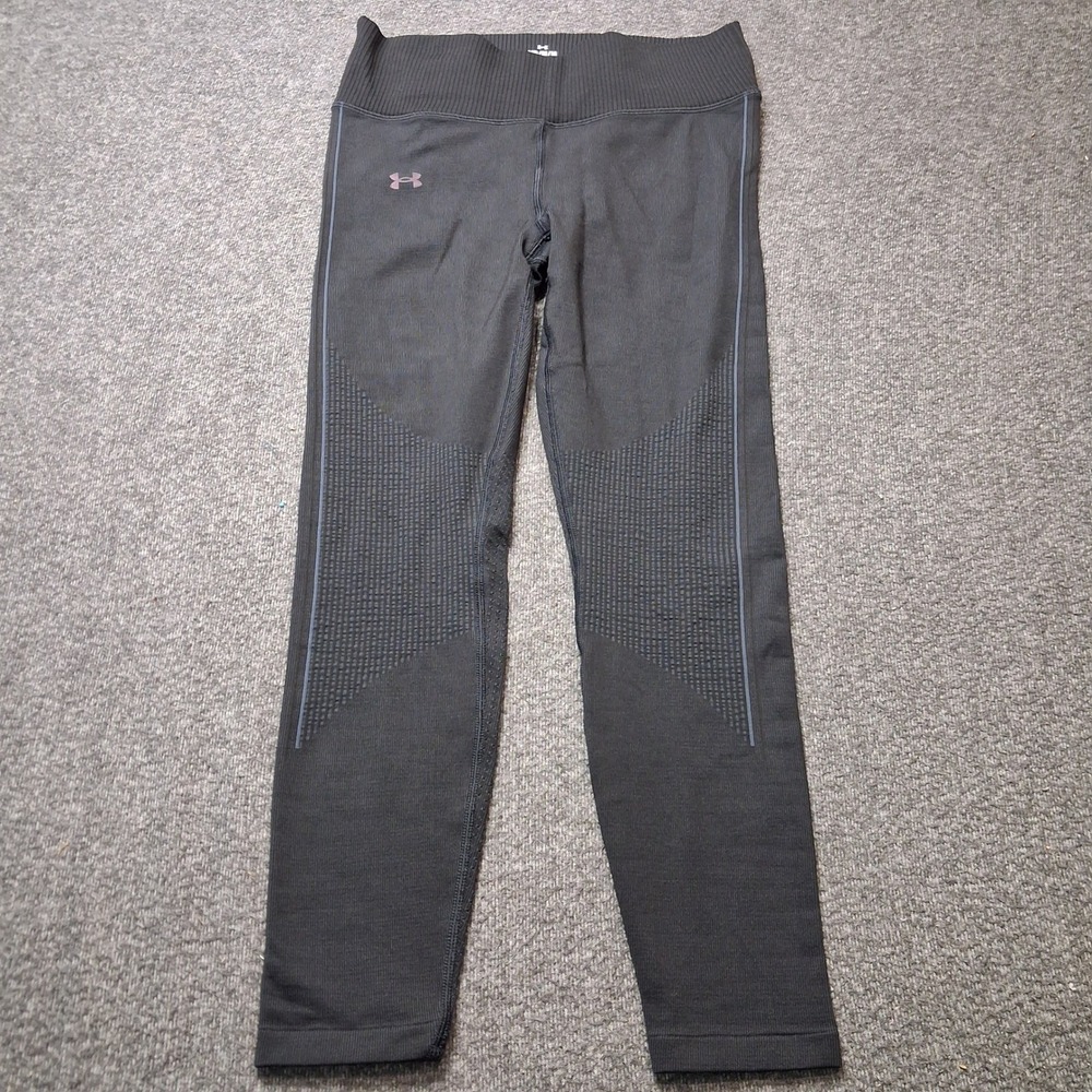 Under Armour RUSH Seamless Compression Leggings Black Grey Womens Medium Tights